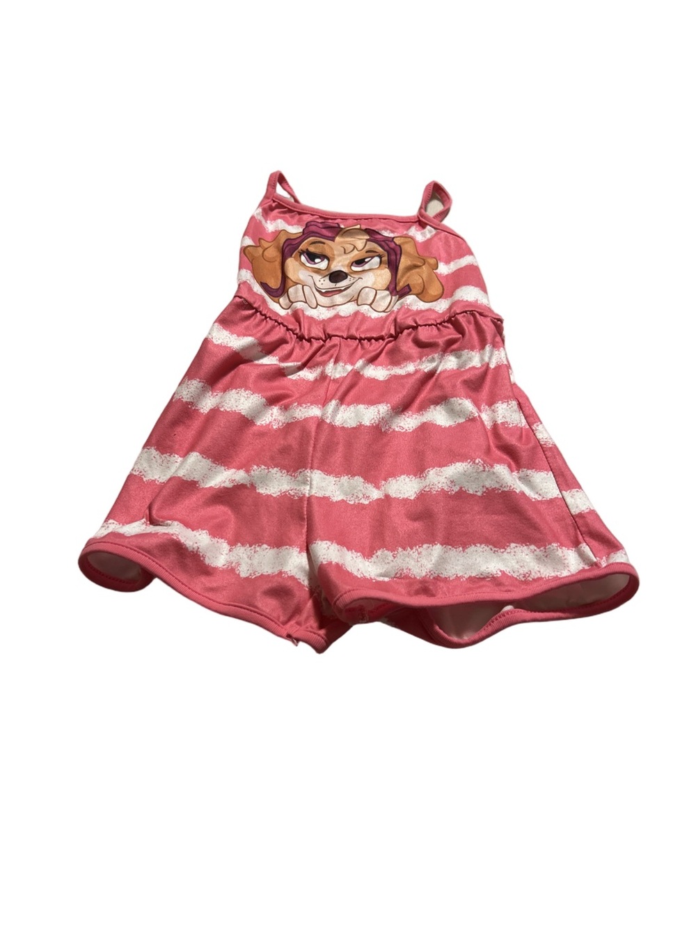 PatPat Pink and White Striped Girls Paw Patrol Romper Size 3Y